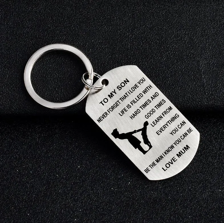 DAD MOM TO MY SON TO MY DAUGHTER Key Rings Personalized Custom Military Dog Tags Pendant Gift - Never Forget That I Love You