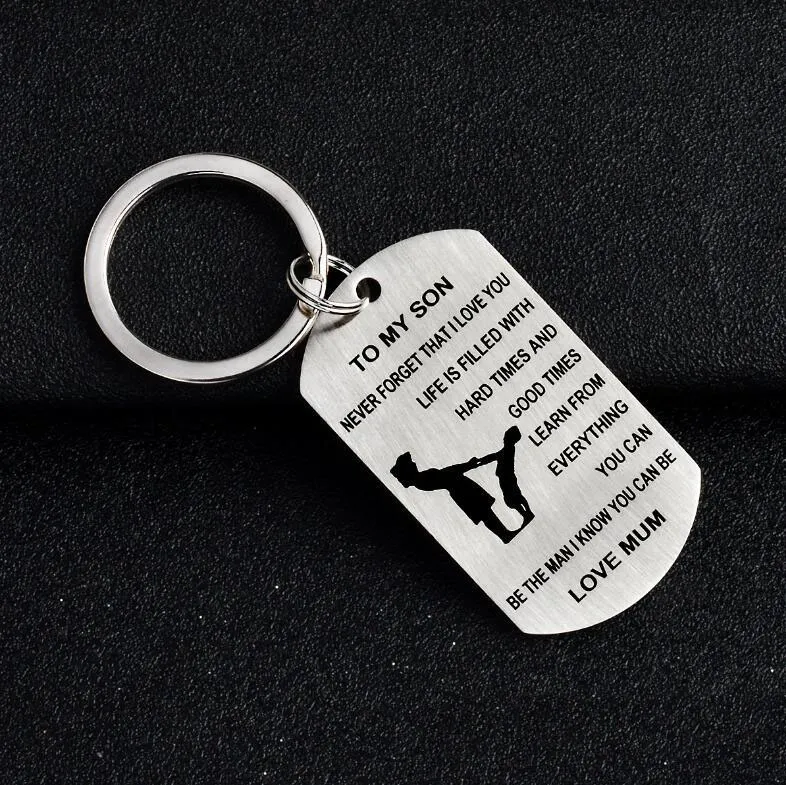 Papa Maman À Mon Fils À Ma Fille Porte Clés Personnalisé Personnalisé  Militaire Dog Tags Pendentif Cadeau Noublie Jamais Que Je Taime Du 1,08 €