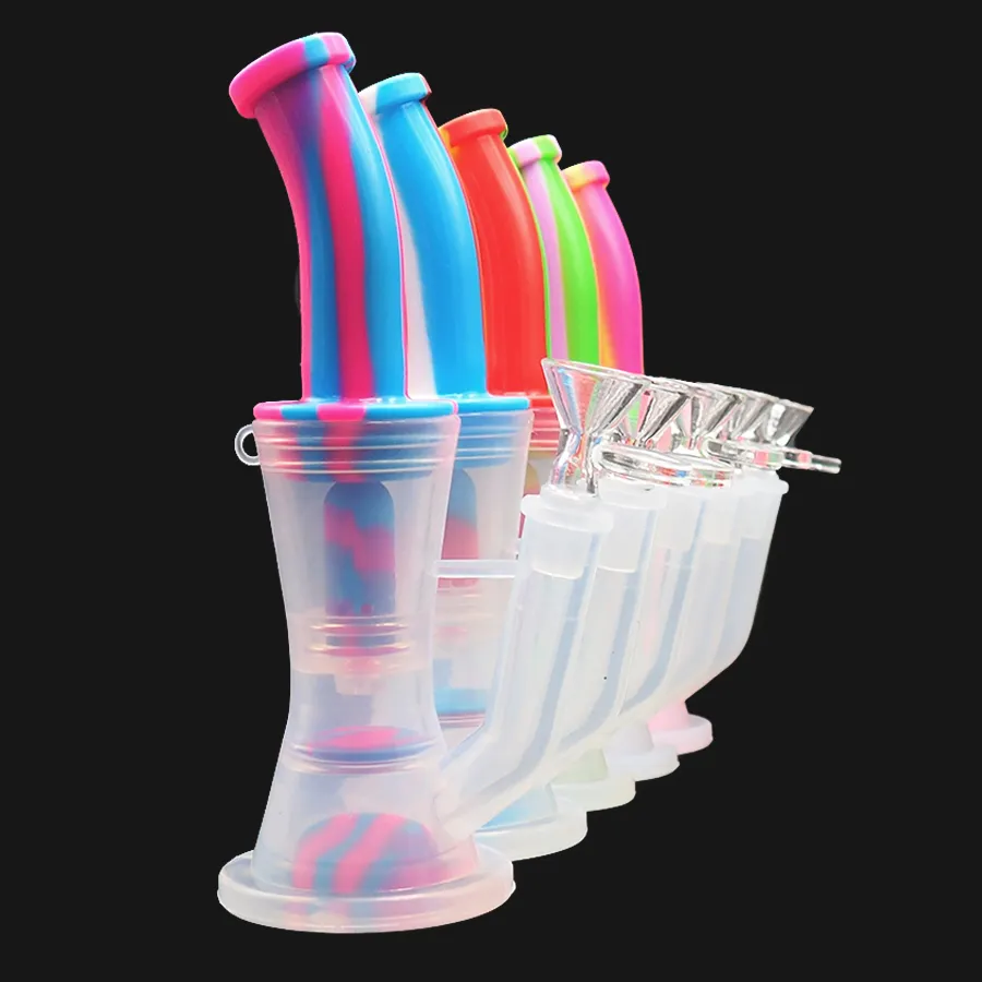 Silicone Bongs Hookah Tigelas Dab Rigs Filtragem Dupla Filtração Multi-Function Tubulações de Água Fumar Shisha Erva Seco Detach