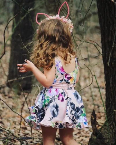 Elegantes vestidos de meninas 2018 verão da criança meninas princesa dress floral plissado vestido de festa vestido de verão boutique de roupas infantis roupas infantis