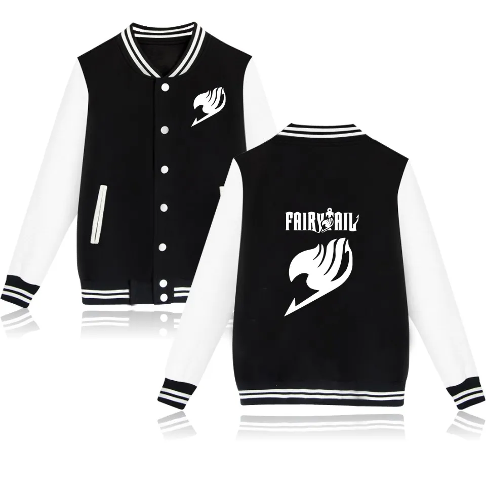 Cartoon Fairy Tail Baseball Jacket Capless Women Hoodies And