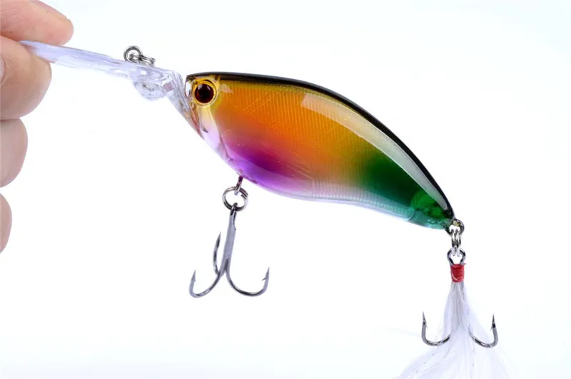 Longo Lábio Wobbler Swimbaits Isca De Pesca De Água Doce 11 cm 18g Olhos 3D Rolamento Natação Manivela isca De Laser com Ganchos De Penas