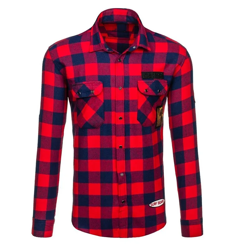2018 Nueva Marca Shirs Camisa De Algod n A Cuadros Para Hombre