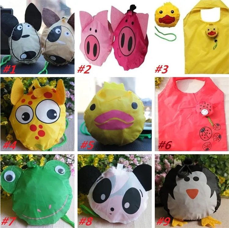 16 estilos Novos Sacos de pregas úteis fofos Animal Bee Panda Cão Coelho Coelho Eco Reutilizável Sacos De Armazenamento I179