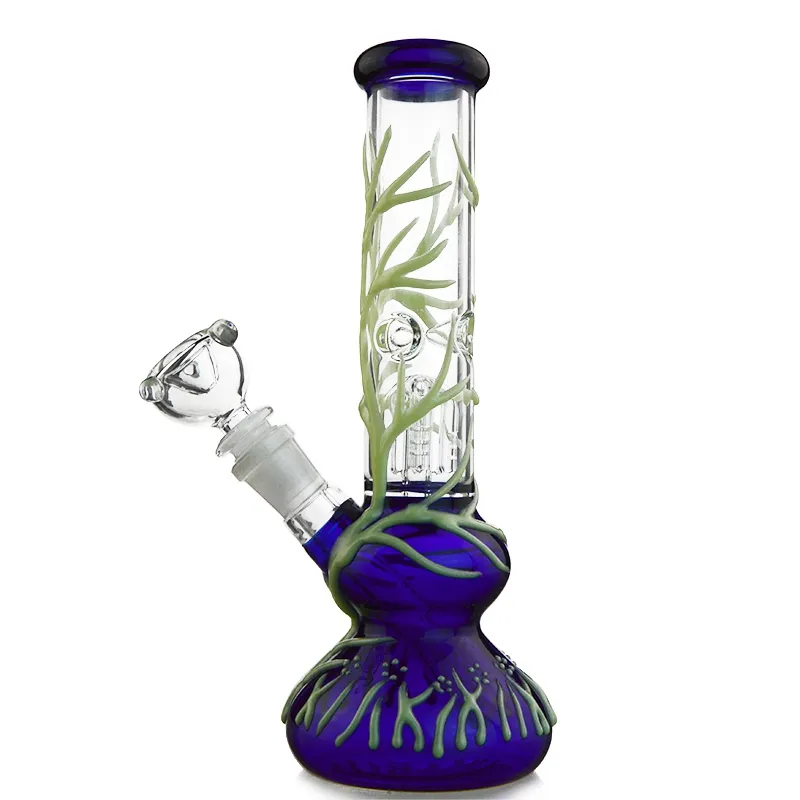 Dab Oil Rigs UV Bong Striaght Tube Water Pipes Grow In Dark Tree Perc Bong acqua in vetro con ciotola da 18 mm GID01