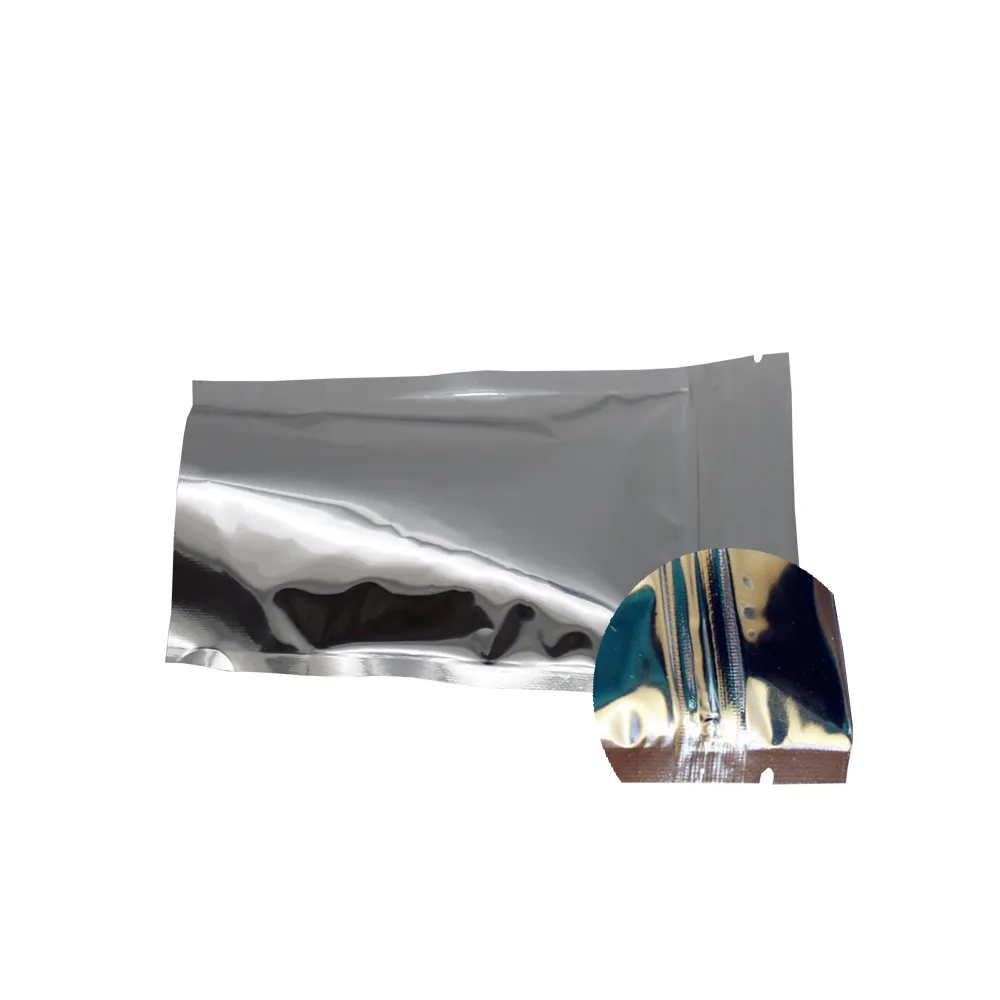 10 * 15 cm Papel de aluminio plateado / Plástico transparente Levántese Zip Lock Bolsas de paquetes de alimentos Venta al por menor Doypack Sellado al calor Mylar Bolsa de polietileno transparente al por mayor