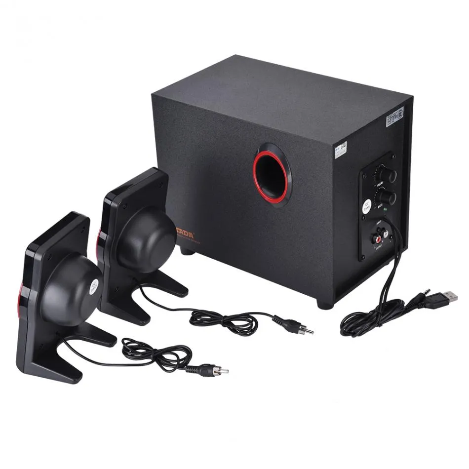 Houten Combinatie Mini USB 2.1 Wired Computer Speakers Bass Music Speaker Subwoofer voor mobiele telefoon Laptop PC Universal SL-8018