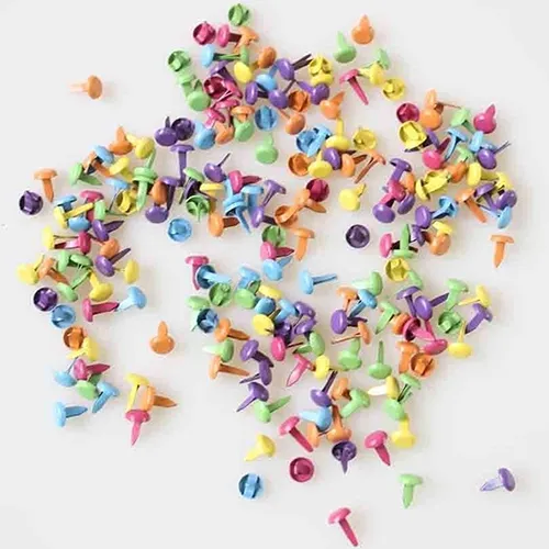 100pcs Mixed Round Metal Brad Studs Spikes Scrapbooking Embellishment Fastener Brads Crafts Pushpin Decoration 5x10mm
