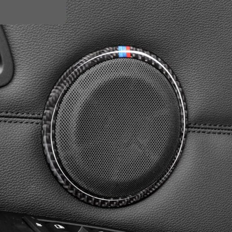 Carbon Fiber Car door Speaker Decorative Circle Sticker Loudspeaker Trim Car Styling For BMW E90 320i 325i E84 X1 Accessories