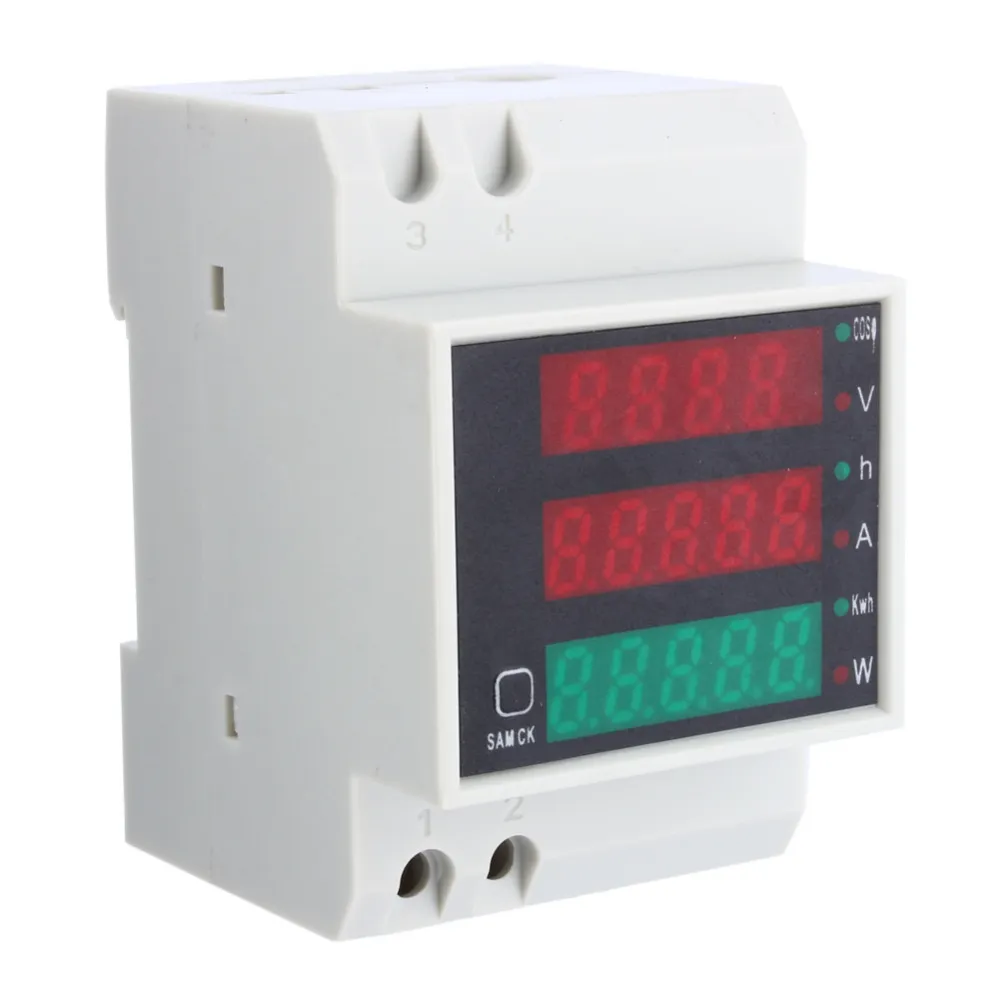 Freeshipping AC 110V 220V DIN RAIL 100A KWH Energie Strom Stromzähler Amperemeter Voltmeter Top Qualität