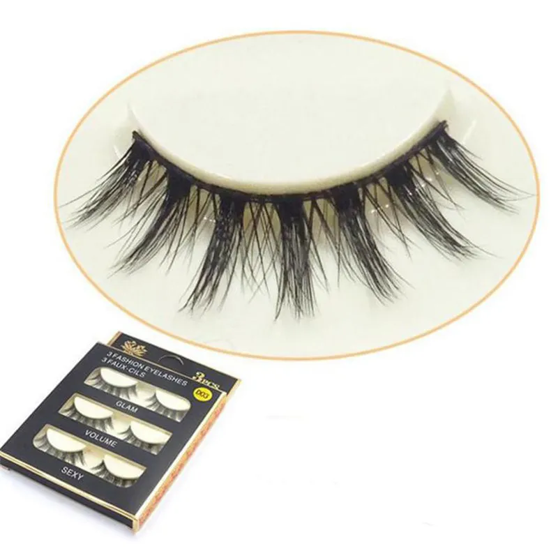HOT Natural Handmade Black False Eyelashes Fashion Makeup Fake Eyelashes Cross Messy Soft 3D Eye Lashes DHL shipping