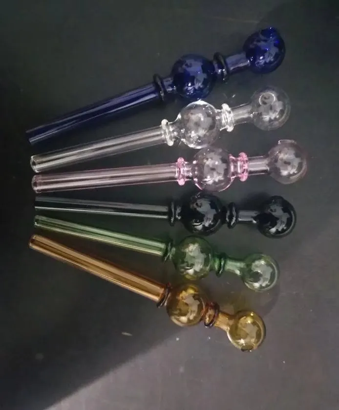 Color 2 wheel large bubble glass straight smoke pot Wholesale Glass bongs Oil Burner Glass Water Pipes Oil Rigs Smoking 