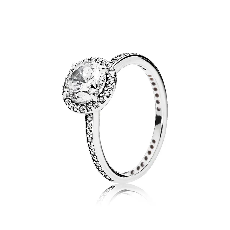 Real 925 Sterling Silver CZ Diamond RING com conjunto de caixa original Fit Pandora estilo anel de casamento jóias de noivado para mulheres meninas