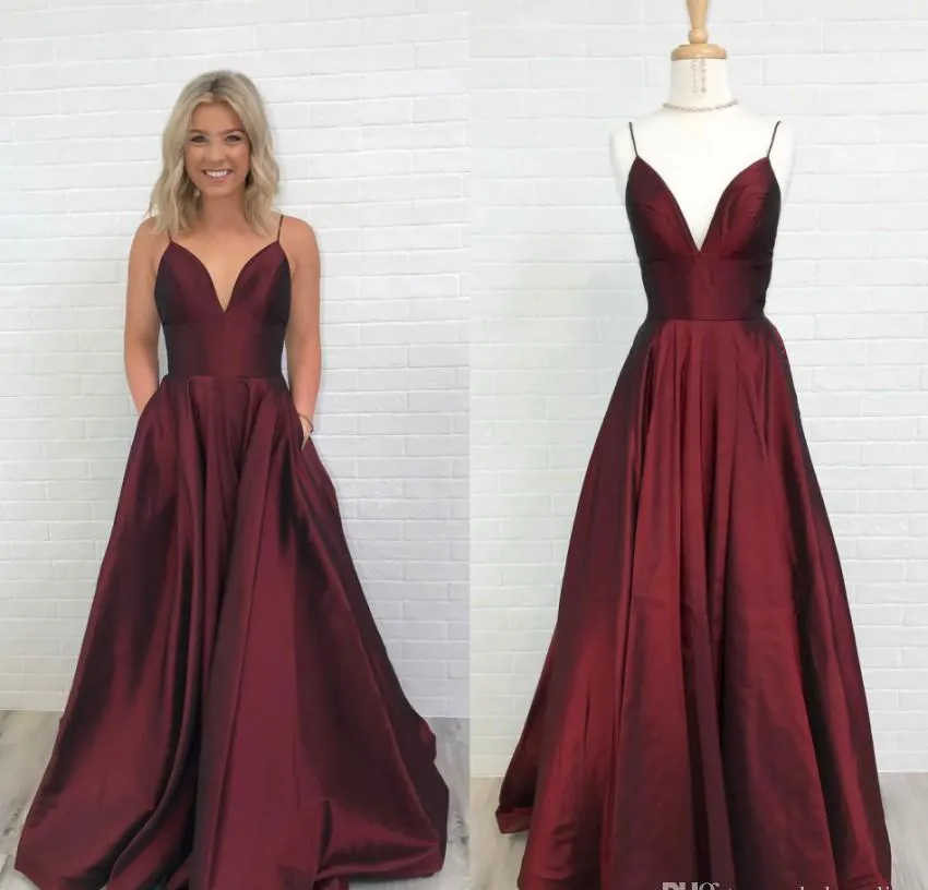 2019 Cheap Burgundy Prom Dress A Line Spaghetti Straps Long Formal Pageant Holidays Wear Graduation Evening Party Gown Custom Made Plus Size