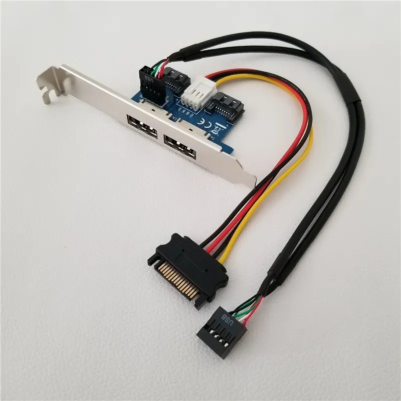 كمبيوتر سطح المكتب منفذ مزدوج SATA لتشغيل esata esatap 9pin إلى USB 2.0 CONSPERTER CARD