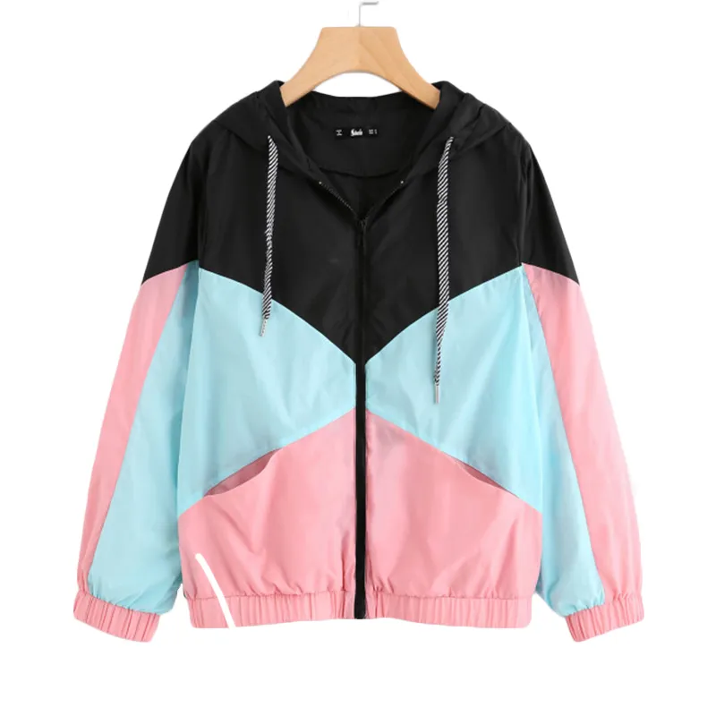 Multicolor Cut And Sew Hooded Windbreaker Jacket For Women SweatyRocks Winter Coats And Decathlon Jackets For Men With Color Block Design L18101001 From Tai01 32.86 DHgate.Com