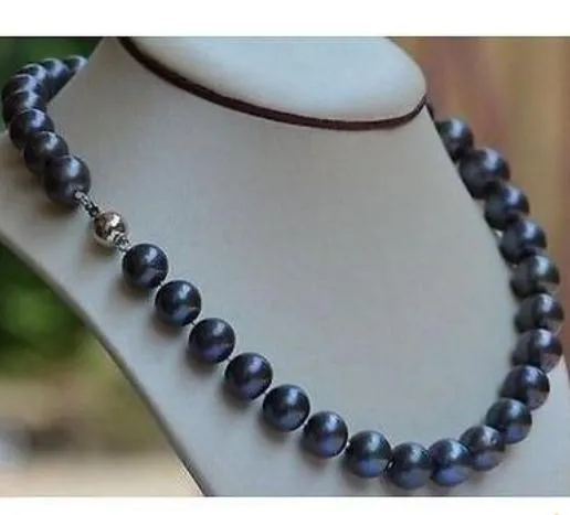 Affascinante collana di perle Akoya nere naturali da 10-11 mm con chiusura in oro 14k da 18 pollici
