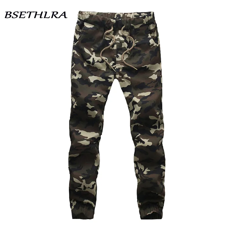 Bsethlra 2018 novos corredores calças homens camuflagem militar puro 100% algodão primavera outono harem calça homens calças camo mens corredores