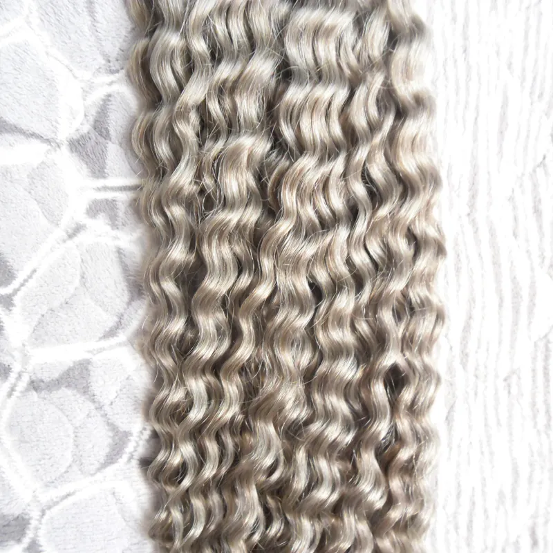 Grey Hair Weave 100g Brazilian Kinky Curly Virgin Hair Silver Hair Extensions
