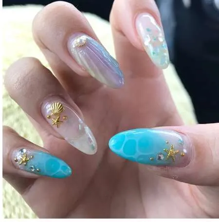 240 stücke Meerjungfrau Muschel Falsche Nagelspitzen Natürlich Klar für UV Gel Polish Display Praxis Nail art vorgefertigt Gefälschte Tipp