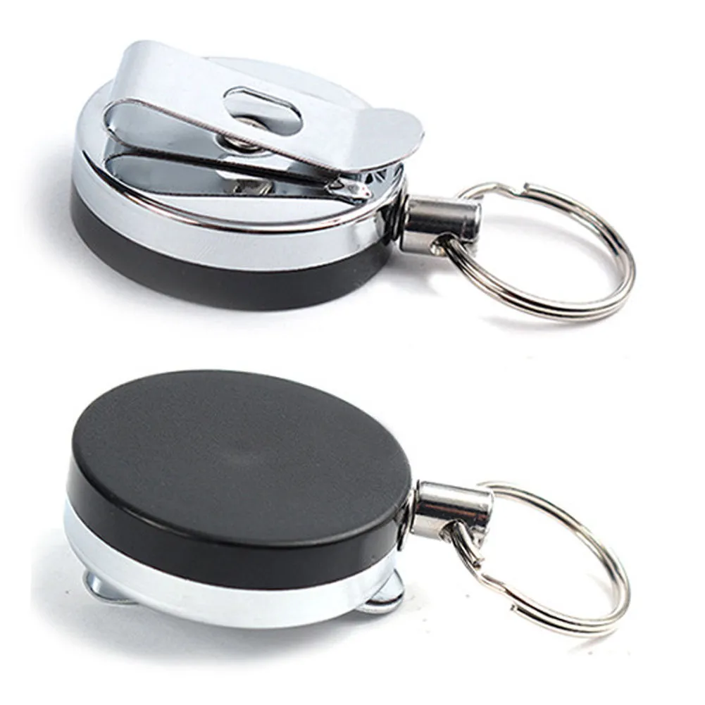 Wholesale- Stainless Steel Retractable Key Chain Recoil Ring Belt Clip Ski Pass ID Holder Party Supplies