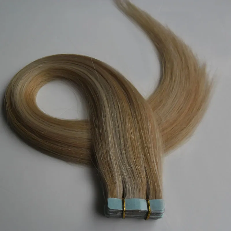 T27/613 Remy Tape In Hair Extension Piano Color Straight Brazilian European Peruvian Skin Weft Human Hair Extensions Straight