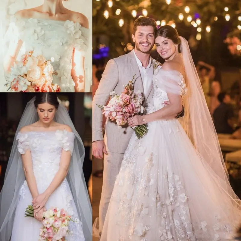 Fairy Off Shoulder Garden Bridal Gowns 2019 Sexy Off Shoulder Lace Appliques Tulle Wedding Dresses Lace Up Back Wedding Vestdios