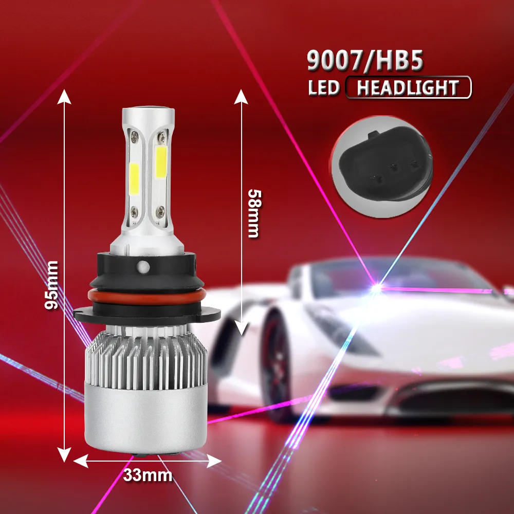 LED 자동차 헤드 라이트 9007 Hi-Lo 빔 COB 자동 LED 헤드 라이트 전구 72W 8000LM 6500K 헤드 램드 Toyota Honda Nissan BMW Mazda