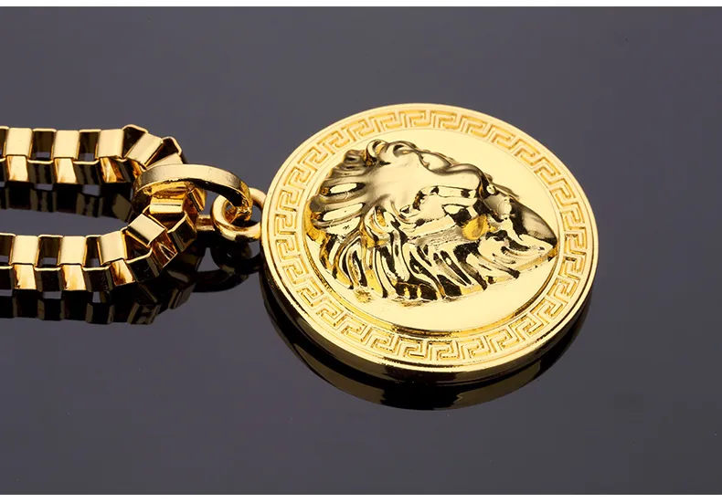 Mode 18K goud verzilverd leeuw medaillon hoofd hangers hiphop franco lange kettingen gouden ketting voor heren bijouterie hoge kwaliteit ..