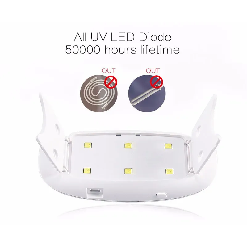 SUNmini 6 w UV LED lâmpada secador de unhas cabo USB portátil para prime gift gel unha polonês secador