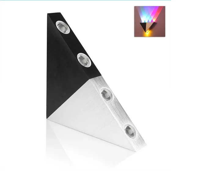5W الألومنيوم مثلثات الصمام الجدار مصباح AC90-265V عالية الطاقة led الحديثة الإضاءة المنزلية داخلي في الهواء الطلق مساء ديسكو بالون