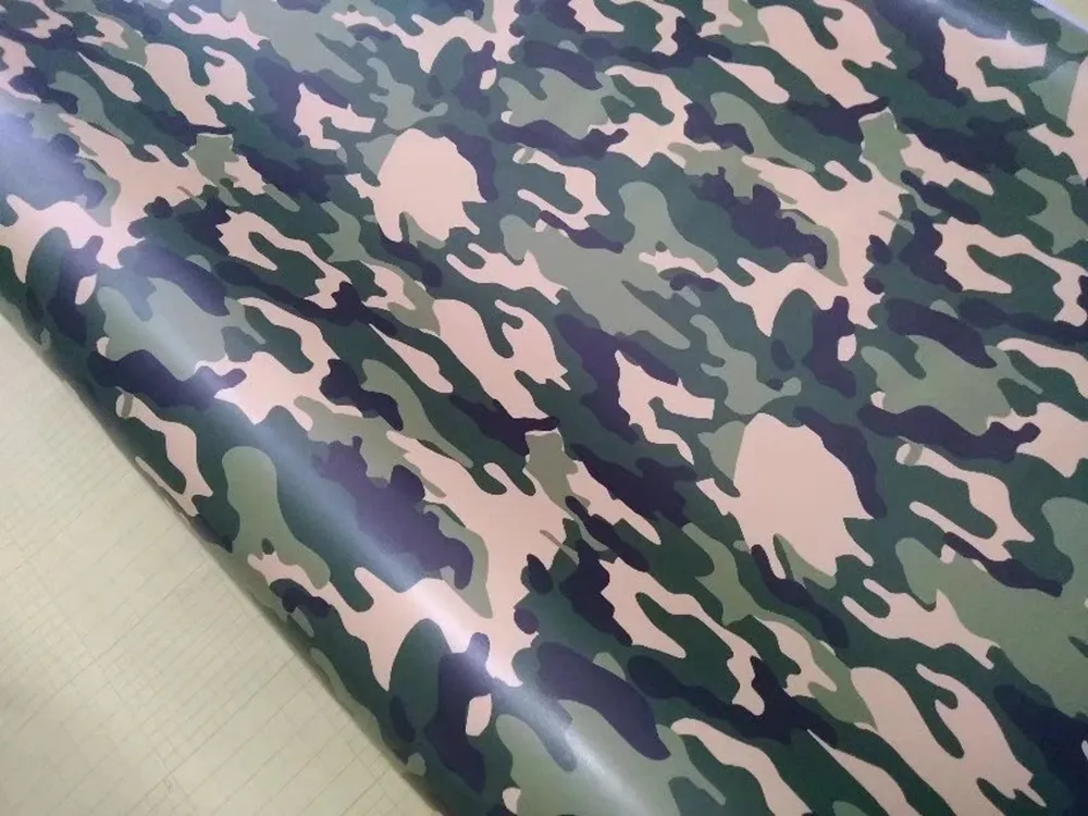 Liten armé grön kamouflage vinyl för bil wrap camo styling täcker film med luft frisättning / bubbla fri storlek 1,52x10m / 20m / 30m rulle