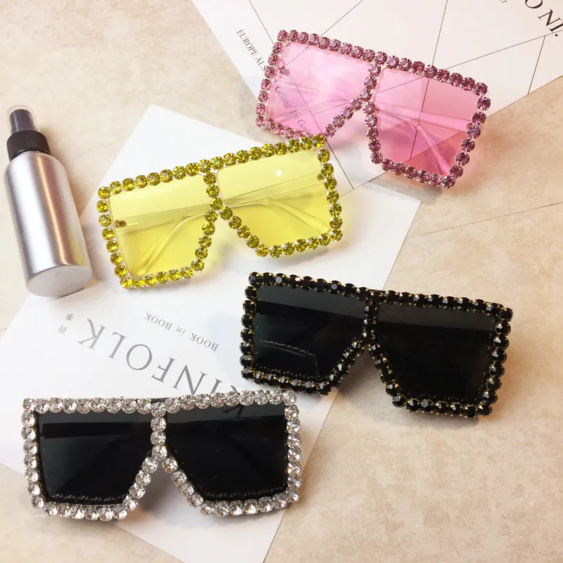 Luxus Diamond Square Sonnenbrille Frauen Marke Größe Kristall Sonnenbrille Damen Neue Gradienten Oculos Spiegel Shades