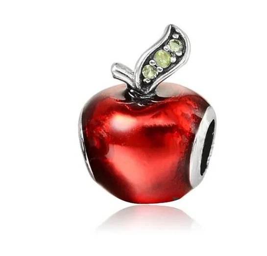 Comercio al por mayor 30 unids Granos Del Encanto de Plata Rojo Verde Apple Encantos Europeos Bead Fit Pandora Cadena de Serpiente Pulsera Necklac Moda DIY Joyería de Navidad