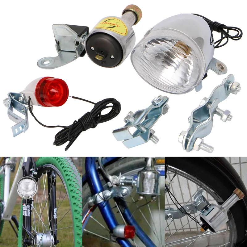 Nieuwe 2017 aankomst Fiets Gemotoriseerde Fiets Wrijving Dynamo Generator Hoofd Achterlicht Met Accessoires