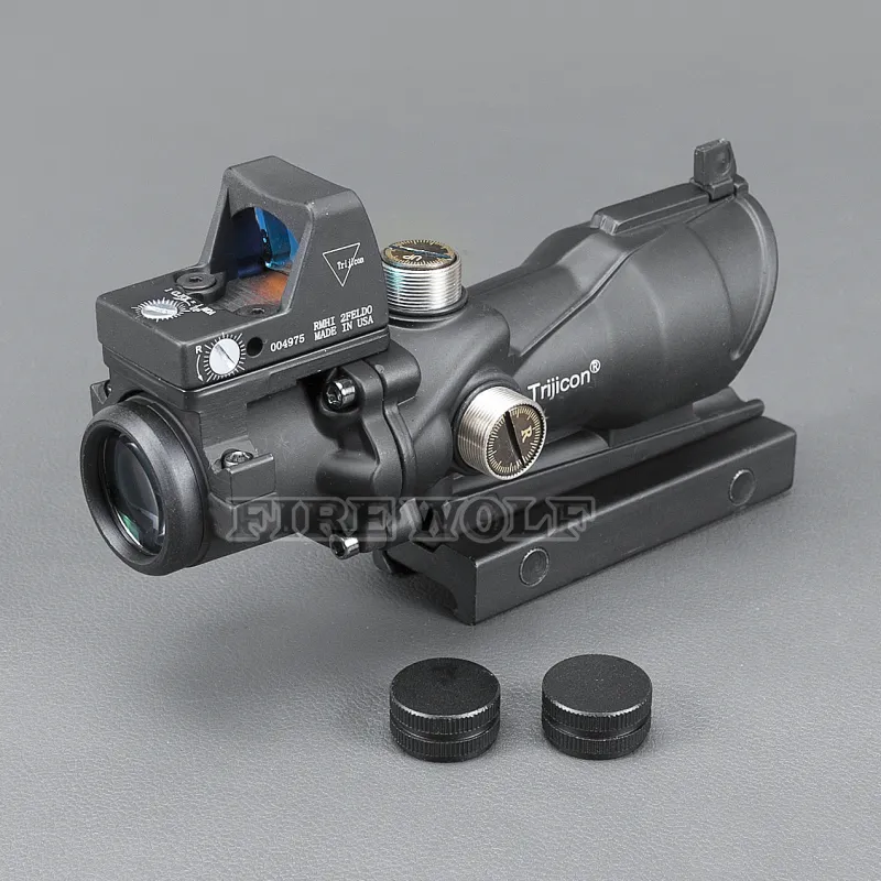 Trijicon ACOG -stil 4x32 Omfattning med Docter Mini Red Dot Light Sensor svart för jakt gratis frakt