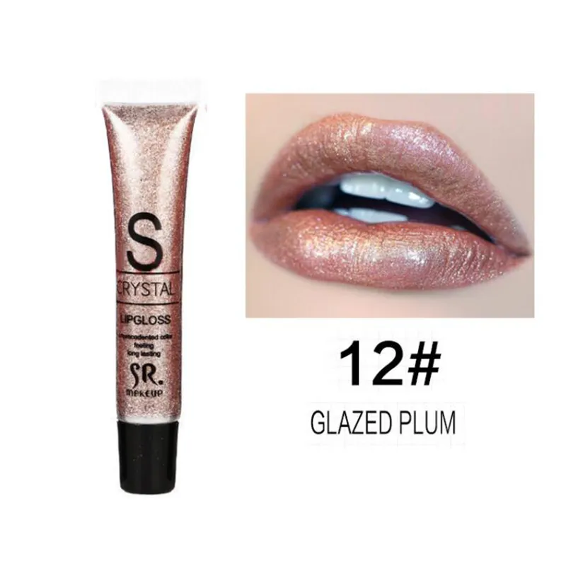 Idratante a lunga durata di marca Glitter Lip Gloss Tinta Cosmetici Nutriente Shimmer Liquido Rossetto Bellezza Labbra Trucco