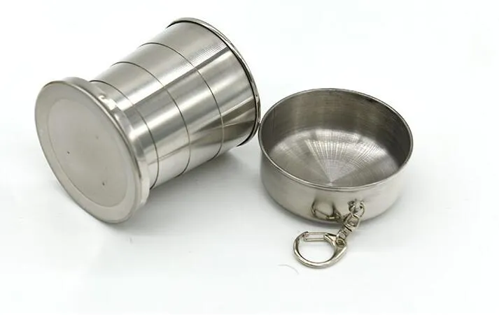 Whole sale 240ml 4 sections stainless steel Camping Telescopic water Cup