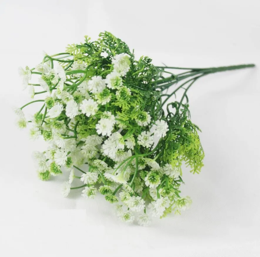 10st 7 konstgjorda pvc gypsophila blommor bukett för bröllopsfest hem semester plats dekoration bukett diy gör