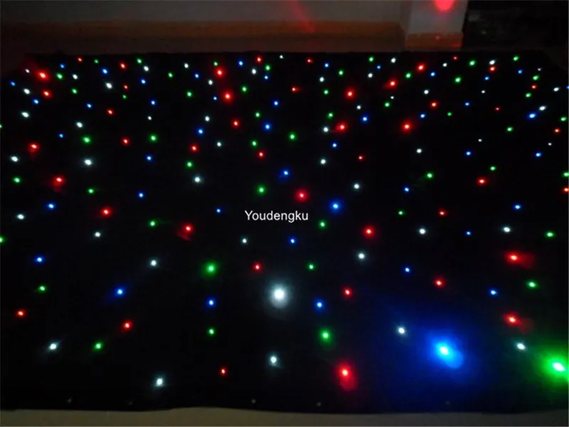 Gorąca Sprzedaż Czarny LED Wedding Backdrop DJ Party 3 * 4M RGBW LED Star Curtain LED Star Cloth