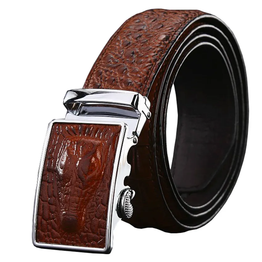  GESMOS Cinturones de marca para hombre, cinturón de cuero con  hebilla automática, patrón de cocodrilo, traje de cuero genuino, cinturón  agradable (talla : 47.2 in, color: DL-0064-FD-B) : Ropa, Zapatos y