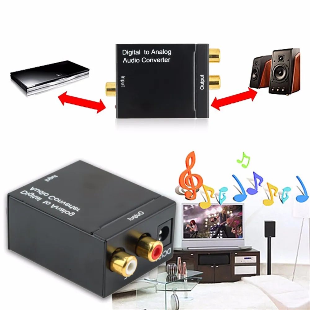1pc 뜨거운 판매 디지털 Adaptador 광 동축 RCA Toslink 신호를 아날로그 오디오 변환기 어댑터 케이블 Freeshipping