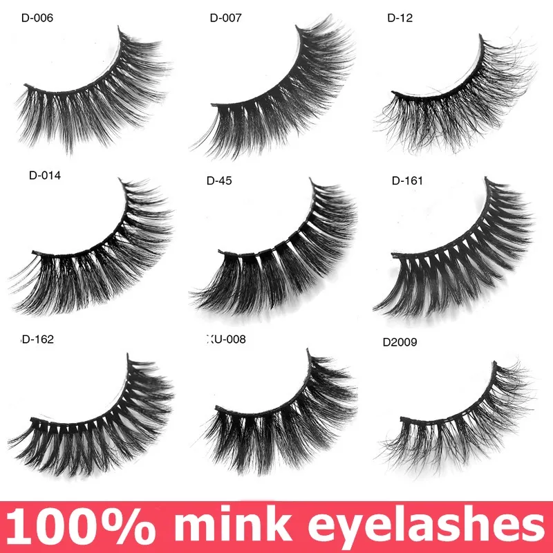 3D nerts valse wimpers oog make-up extensie 100% echte nertsen natuurlijke dikke valse valse wimpers oog wimpers make-up 3 paren / doos dropshipping