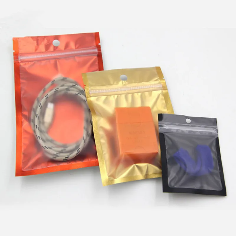 100 pçs/lote 2018 novo saco de Mylar colorido com zíper resselável Sacos de folha de alumínio Sacos de folha de alumínio à prova de cheiro Bolsa de joias de um lado transparente LZ1890