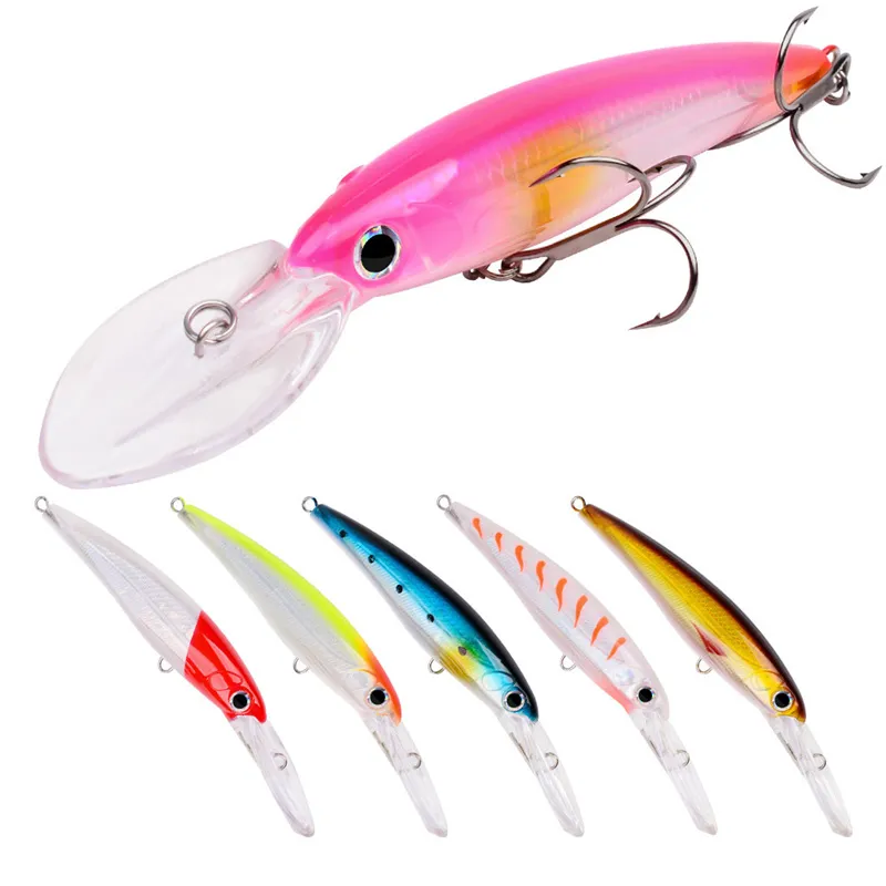 Affondamento profondo DOG WALKING Nuoto Minnow Laser Esca da pesca 32g 17cm 3D Occhi realistici Esca rotolante in plastica con ganci BKB