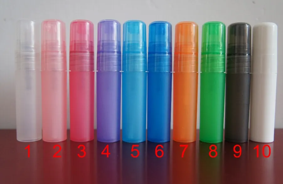 Nowy MIX Zamówienie 100 sztuk / partia 5ml Multicolor Proponence Plastic Atomizer Butelka Travel Makeup Perfumy Spray Refillable Butelka