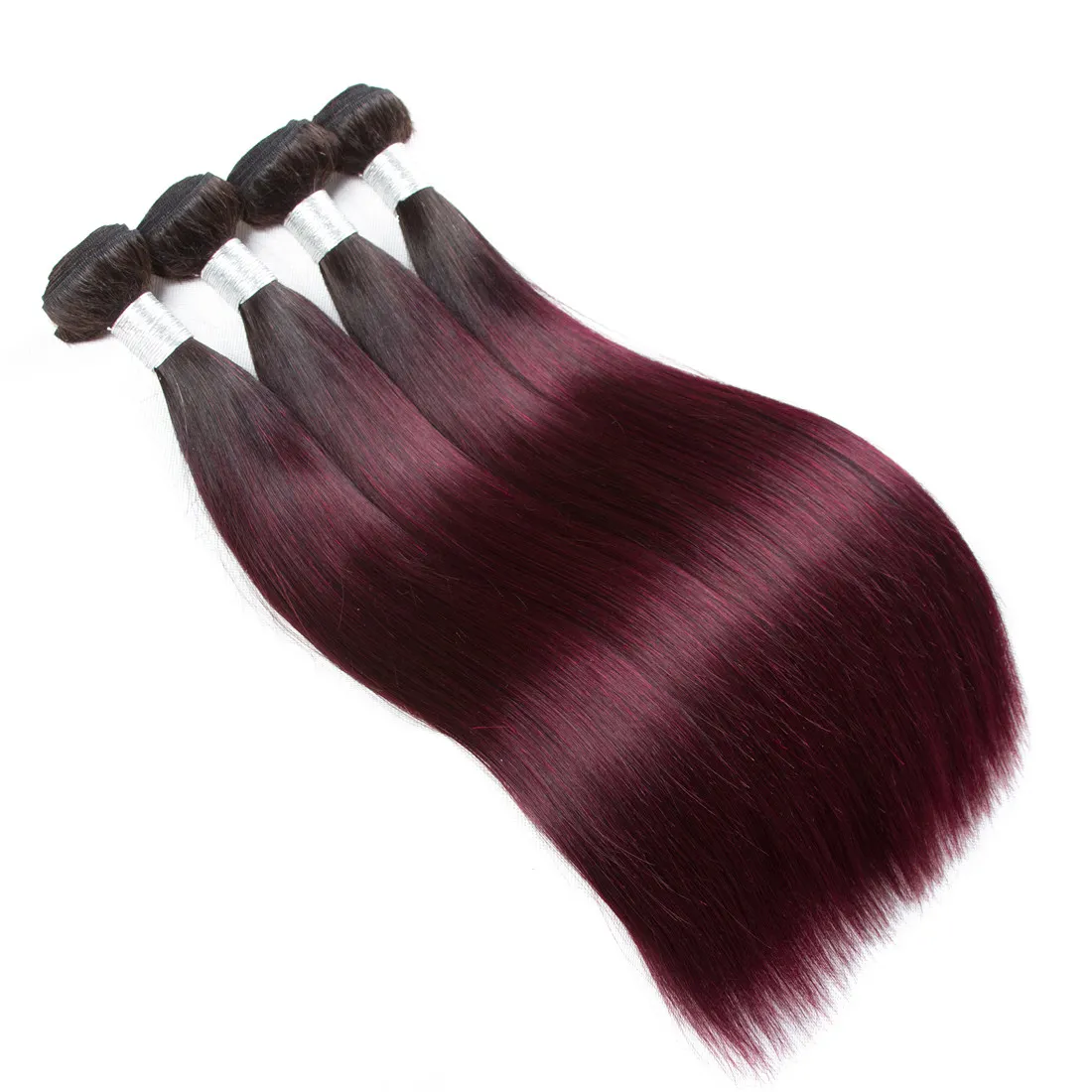 Mink Brazilian Virgin Hair Straight Hair Weaves 3/4 Bundles 1b 99J Burgundy Silk Straight Bundles Ombre Two Tone Human Hair Weave