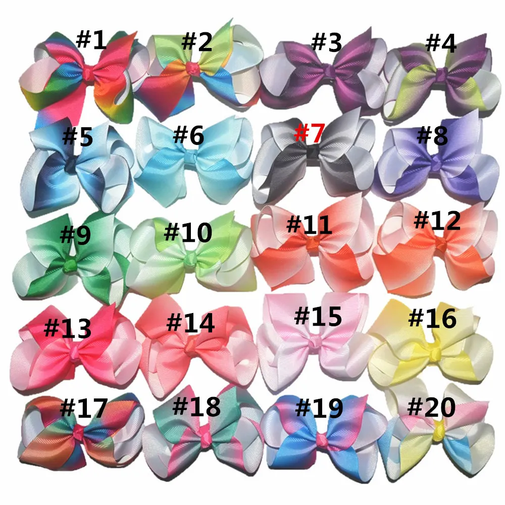 jojo Xmas Romantic 4inch Pastel flora ombre Rainbow ribbon hair bows Alligator clips Dance cheer hair bobbles Accessories HD3480-1