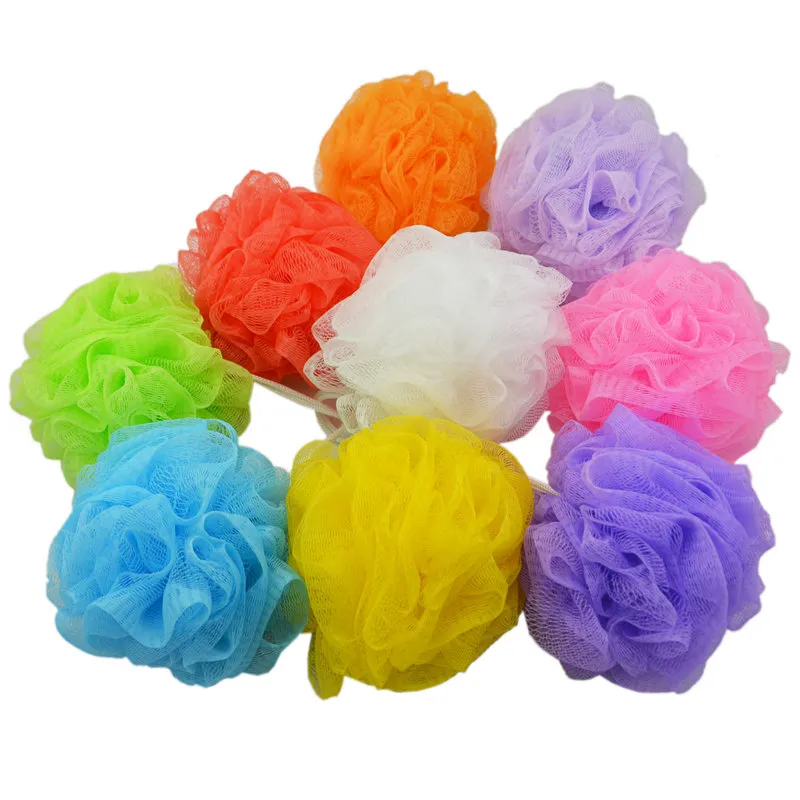 Atacado new mesh colorido banho de nylon flor bathing bath shower scrubber lavar bola de banho banho colorido escovas esponjas 8g
