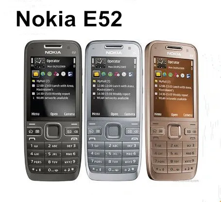 Oryginalny odblokowany Nokia E52 3G Bar Telefon 2.4 Cal Ekran 3.2MP Kamera WiFi GPS Bluetooth Odnowiony telefon